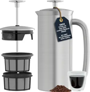 ESPRO Pro P7 French Press Coffee Maker - 32 Ounces Double-Walled Stainless Steel Insulated with Micro-Filter, Polished Stainless Steel Kitchenware, Pot Style, 32oz Coffee Pots Moka Pot Home Iron