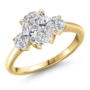 10K Yellow Gold IGI Certified Lab Grown Diamond Engagement Ring For Women | 2.04 Cttw | Center 1.50 Ct Oval Cut | D-E Color | VS1-VS2 Clarity
