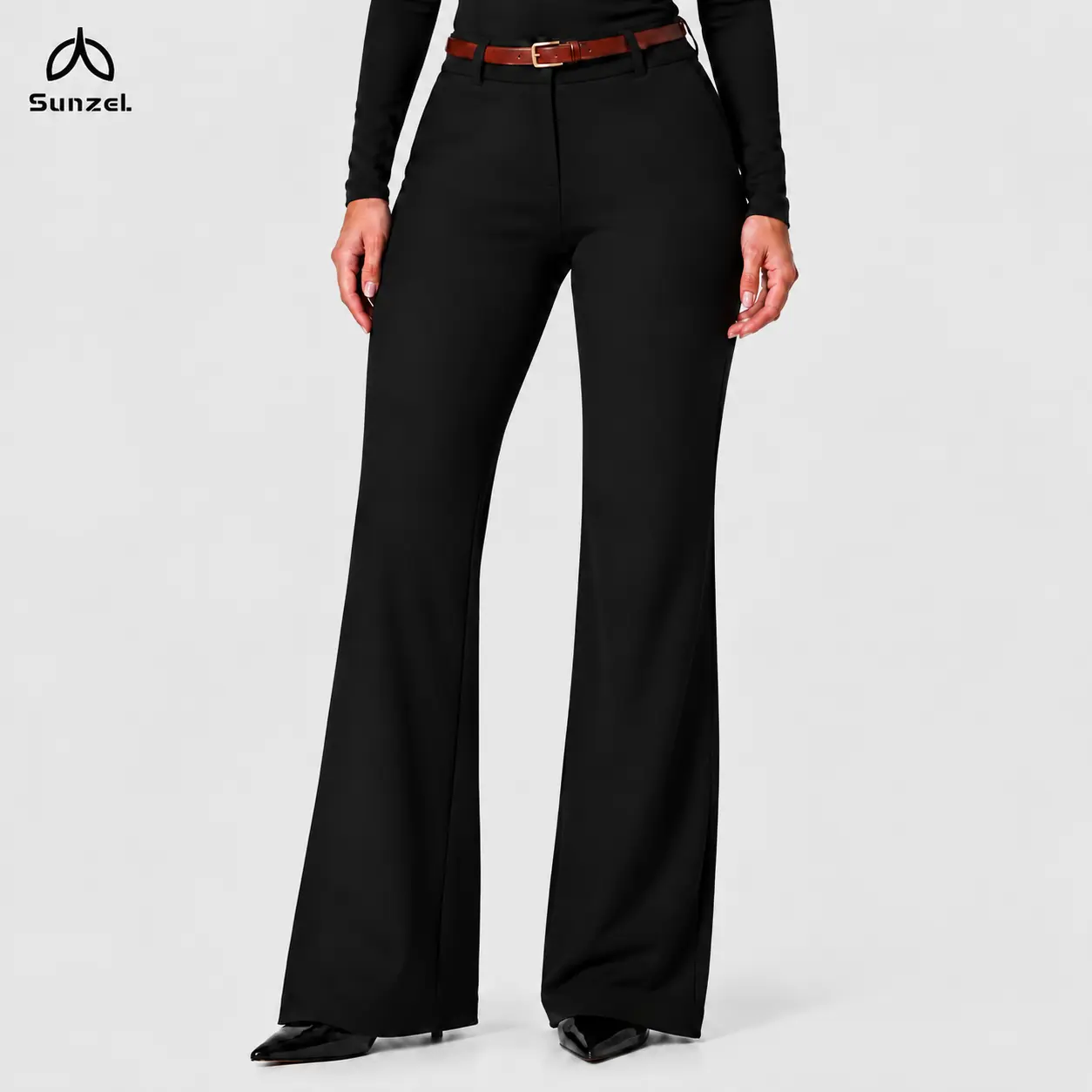 Sunzel Women's Soft Stretchy High-Waisted Bootcut Work Pants - Tummy-Smoothing, Hip-Shaping, Belt-Loop Pull-On Trousers for Business Casual Office Wear, All-Day Comfort, Mid-High Waist Fit,outdoorfun