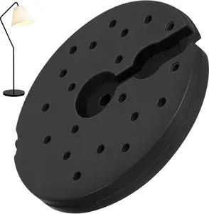 5.95Lb Round Plastic Floor Lamp Base Weight, 9.3 Inch Black Weighted Disc for Home Living Room Bedroom Lighting