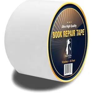 White Bookbinding Tape, Cloth Book Repair Tape for Bookbinders, Semi-Transparent Hinging Craft 3'' Inches by 45' Feet, Acid Free and Archival Safe Crafts