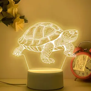 Acrylic Night Light with 3D Illusion Turtle, Thanksgiving Christmas Gift, Multifunctional Heart Theme Decorative Lamp Led Mood Light for Home Pet Store Room Cafe Desk Bedroom