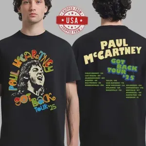 Pa.ul Mc.Cartney Got Back Tour 2025 Merch Peace With City Stops Two Sided T-Shirt