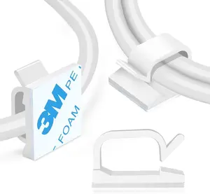 Adhesive Cable Wire Clips 120 Pcs White Cable Staples for Outdoor Management Under Desk Car Wall TV PC Ethernet Cable Organizers