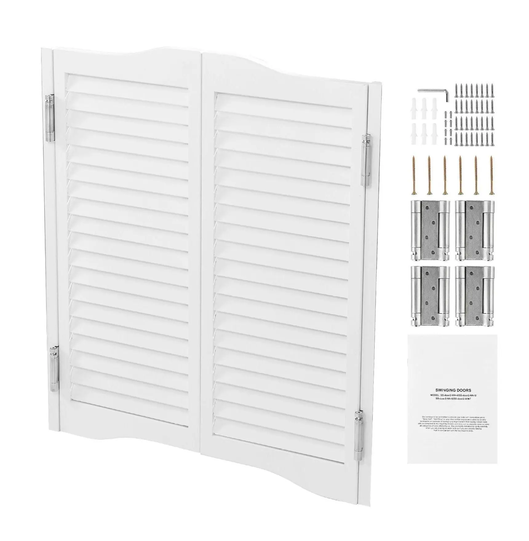 Double Saloon Doors 36"x36", Arched Interior Swinging Cafe Doors, Pine Wood with Hardware Kit, Easy Install, for Kitchen Bar Hallway, White W36xH36 inch Double Door