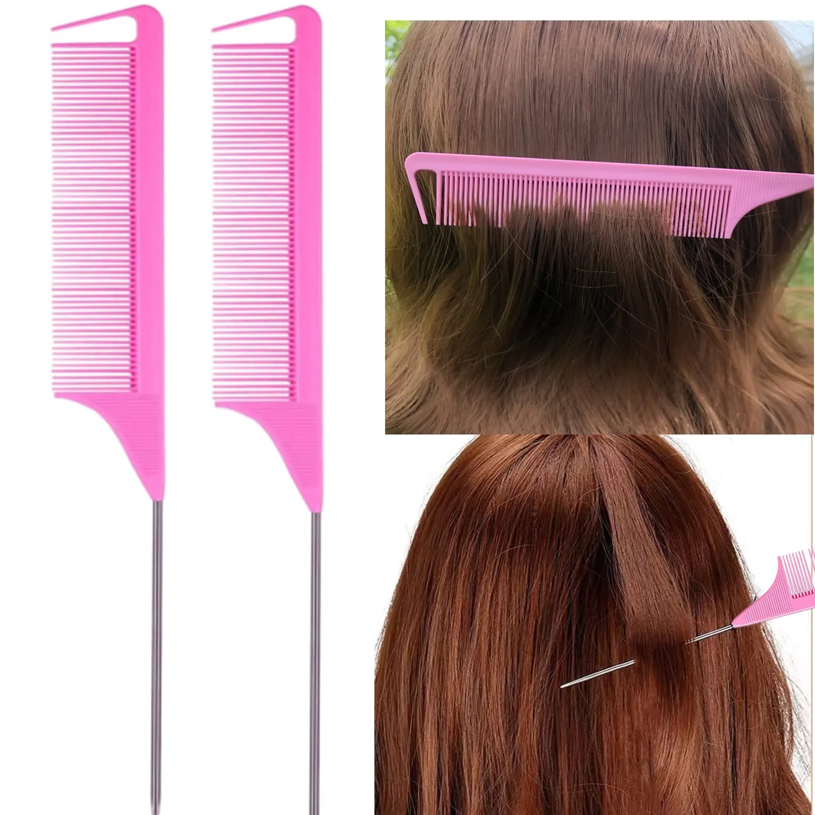 Women's Hair Styling Set, Multifunctional Puffing Comb Group, Includes Root Puffing Brush, Edge Control Brush, Metal Fine Tooth Comb, Box, Hair Styling Combs