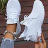 Women's Fashionable Mesh Breathable Sneakers, Casual Comfortable Non-slip Lace-Up Low-Top Sports Running Shoes, All-Match Basic Shoes for Daily Wear, Knitted Running Shoes, Sporty Running Footwear