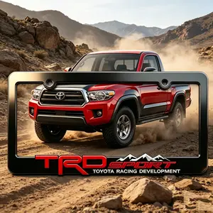 2026 New TRD Sport Mountain Logo License Plate Frames 2 Pack | Matte Black Heavy-Duty Off-Road Plate Holder Fits Toyota Tacoma, Tundra, 4Runner, RAV4 & Highlander, Toyota Racing Development Offroad Upgrade Exterior Accessories
