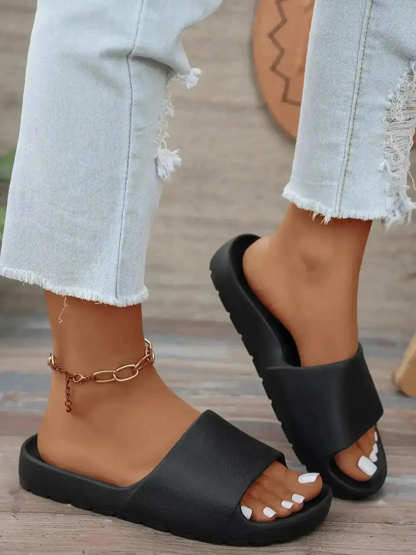 Women's Flat Sole Slide Sndls Summer New Daily Open Beach Shoes Outdoor Wear Plastic Slip day essential cruise getaway coastal weekend Light tropical holiday vacation Trendy Footwear relaxed comfortable stylish modern