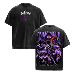 Shadow Monarch Anime Tee | Inspired by Solo Leveling & Sung Jinwoo’s Power | Dark Purple Graphic Streetwear | Awaken Your Shadows with Epic Art & Bold Design | Oversized Vintage Wash Shirt