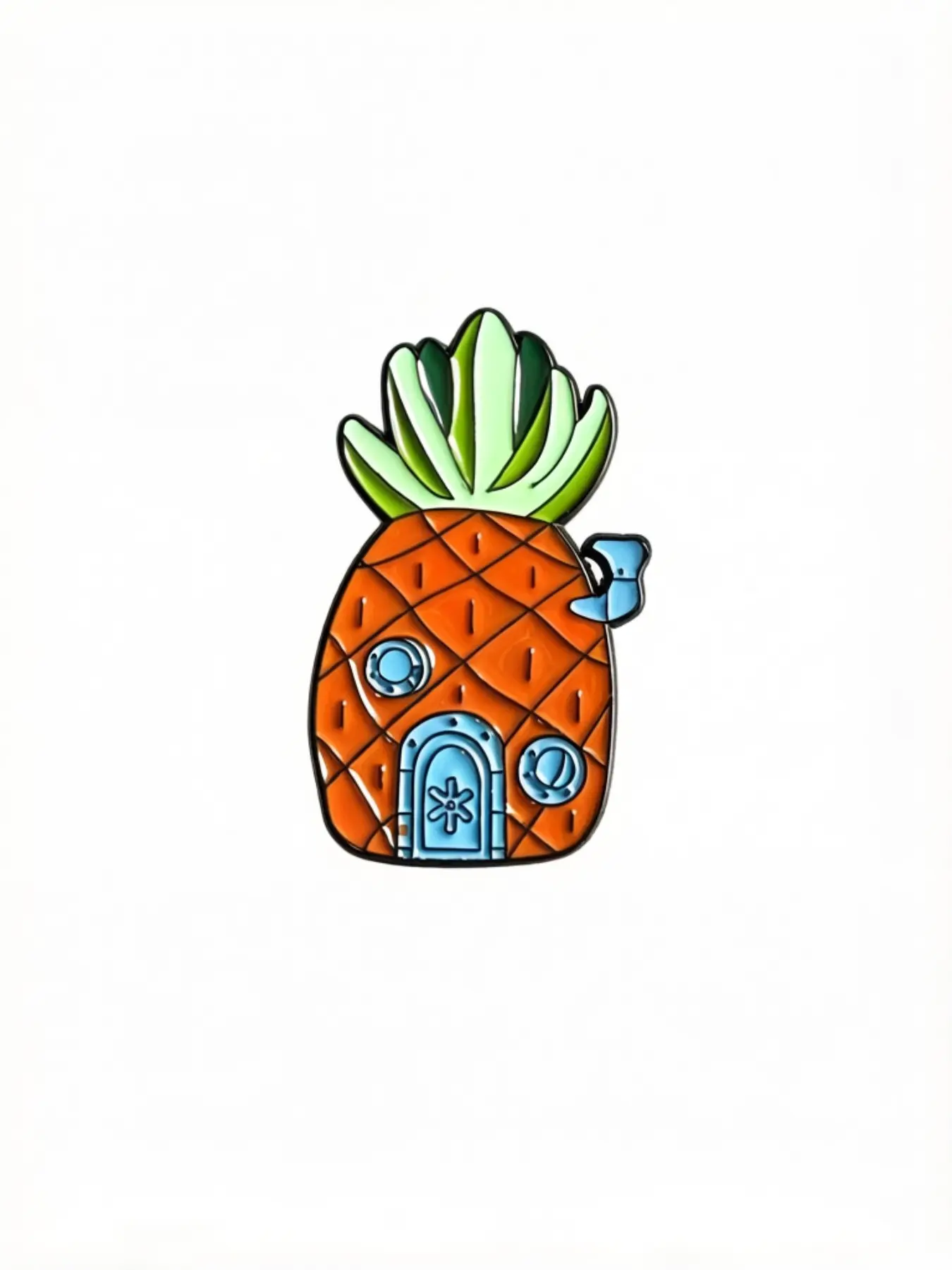 Cute Pineapple House Enamel Pin, Blue Tropical Cottage Badge, Fun Retro Vintage Cartoon Lapel Pin, Alloy Brooch Pin Clip, Fashion Accessory for All Seasons