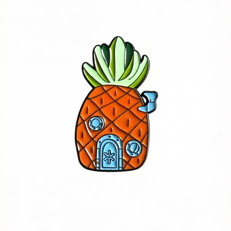 Cute Pineapple House Enamel Pin, Blue Tropical Cottage Badge, Fun Retro Vintage Cartoon Lapel Pin, Alloy Brooch Pin Clip, Fashion Accessory for All Seasons