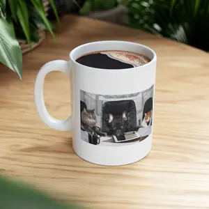 Cat and French Bulldog Mug Funny Pet Lover Coffee Cup for Men Women | Cute Cat & Frenchie Ceramic Coffee Tea Mug | Dog and Cat Lover Gift Idea | Office Desk Mug Birthday Christmas Gift for Her Him | Trendy Viral TikTok Cute Animal Mug Gift