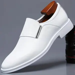 Men’s Classic White Slip-On Dress Shoes – Durable Rubber Sole, All-Season Comfort for Business, Office, Weddings & Casual Wear, Versatile Style, Casual Footwear | Elegant Footwear | Smooth Finish