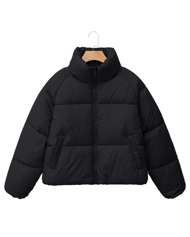 Polu Women's Puffer Jackets Oversized Long Sleeve Winter Zipper Coat Warm Quilted Jackets with Pockets