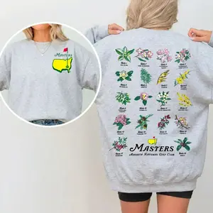 Floral Golf Sweatshirt, Masters Amen Corner Inspired Course with Botanical Graphic | Trendy Unisex Long Sleeve Crewneck Shirt | Vibrant Spring Tournament Gift for Golf Fans