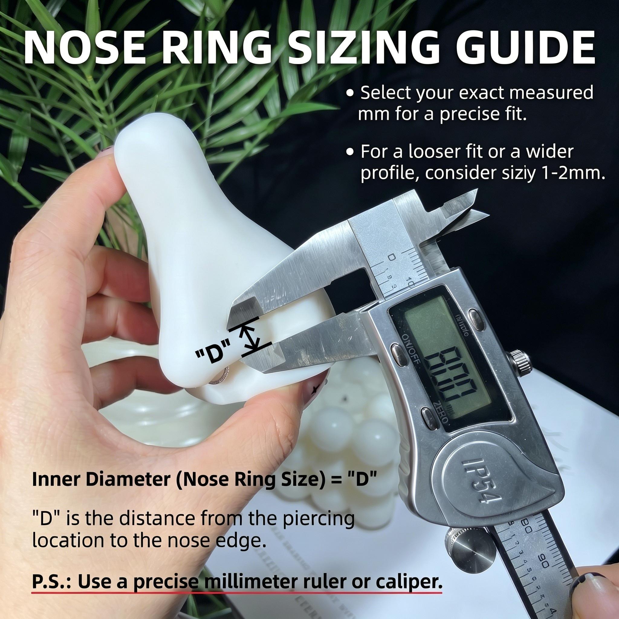 20G(0.8mm)/18G(1.0mm) 8mm Horseshoe Nose Hoop Internally Threaded Gems Nose Ring with Free Ball Holder | Caution: Avoid Overtightening; Pre-Tighten with Provided Tool then Complete Tightening by Hand