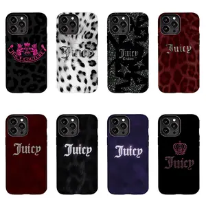 Juicy Couture Y2K Phone Case Collection, Shockproof Protective Cover, Suitable for iPhone 17/16/15/14/13/12/11 Pro Max/Plusand Samsung Galaxy S23-25, shock-absorbing, Leopard Print Style