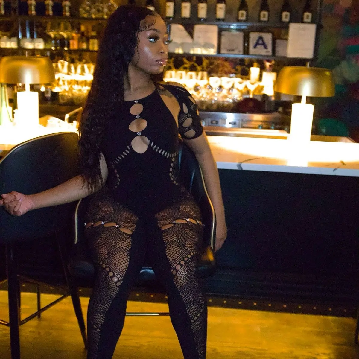 Women's Black Diamond Jumpsuit for Summer - Womenswear, Overalls