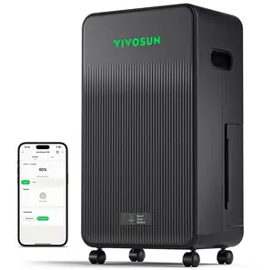 VIVOSUN AeroDrain D12 Smart Environmental Dehumidifier, up to 12L/day, 2L Water Tank, with Temperature & Humidity Sensor Probe, Smart Remote Control, Designed for Grow Tents