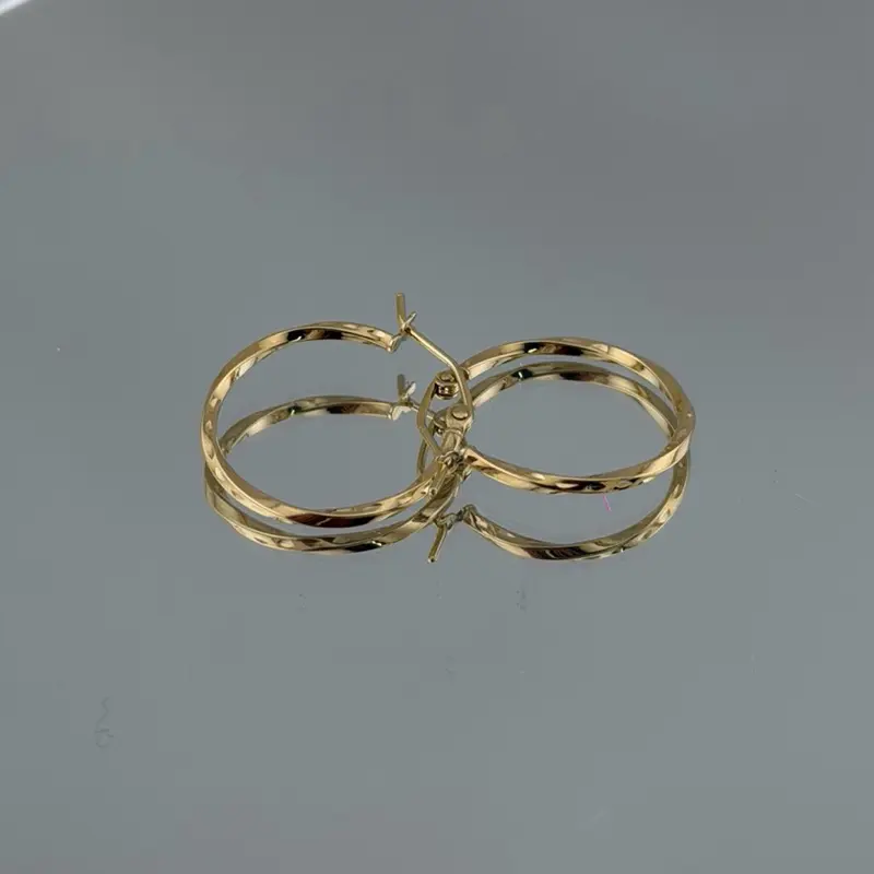14k Gold Twisted-Design Small Hoop Earrings