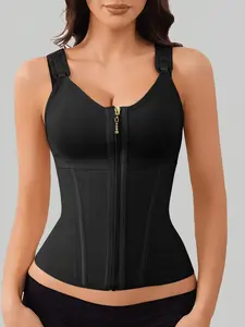 Waist Trainer Corset for Women Tummy Control Sport Workout Body Shaper Vest for Women Postpartum Gym Zipper and Hooks