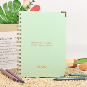 2026 Soft Mint Green All-in-One Planner Notebook Calendar: Luxe Spiral-Bound Organizer with Shimmering Gold Accents – Complete with Yearly Overviews, Monthly Spreads, Weekly Breakdowns & Daily Pages to Keep Your Life Organized in Fresh, Calming Style