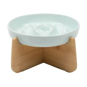 Happy animal feeder Ceramic Elevated Cat Bowl Slow Feeder Anti Choke