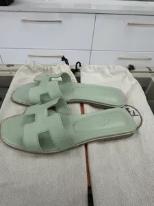 HERMES ORAN SANDALS GREEN