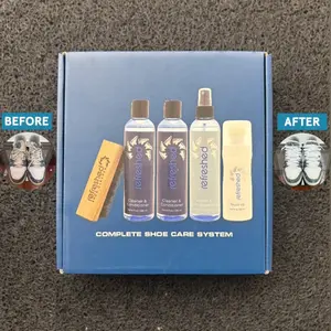 Refreshed Shoe Cleaner Complete Kit - Complete Shoe Care System with 16oz Cleaner & Conditioner, 8oz Water & Stain Repellent, and White Touch Up for Effective Shoe Cleaning.