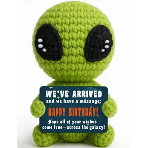 Cute Crochet Alien Plush Toy Unique Birthday Gift for Boys Girls Friends Man Women Handmade Alien Stuffed Animal Funny Space Valentines Theme Gifts for Kids Teens Sci-Fi Fans