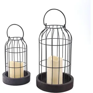 Rustic Farmhouse Decor Lantern Set of 2 Modern Farmhouse Decorative Indoor for Kitchen Fireplace Centerpiece Table Dinning Living Room
