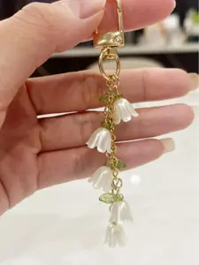 Orchid Design Keychain, Floral Pattern Keychain, Cute Keychain for Women & Men, Fashion Accessories for Bag Decoration, Trendy All-match & Exquisite Keychain for Birthday Gift, Bag Pendant Keychain, Keychain for Bags, Cute Keychain Accessory