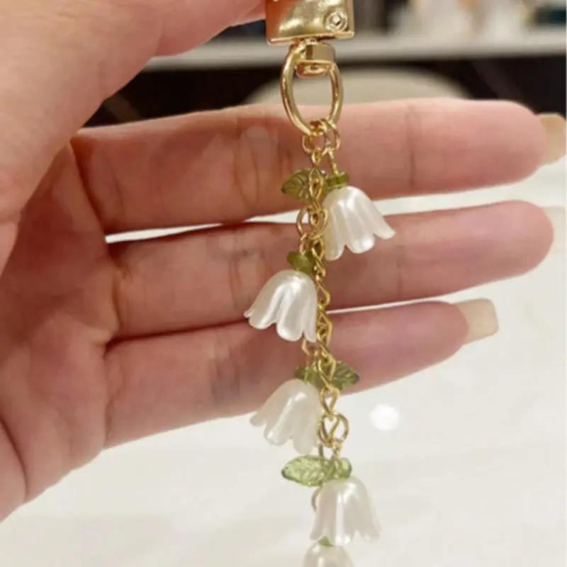 Orchid Design Keychain, Floral Pattern Keychain, Cute Keychain for Women & Men, Fashion Accessories for Bag Decoration, Trendy All-match & Exquisite Keychain for Birthday Gift, Bag Pendant Keychain, Keychain for Bags, Cute Keychain Accessory