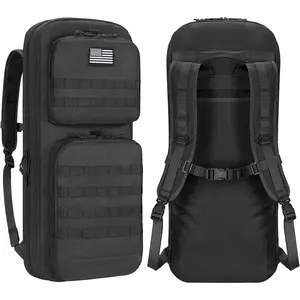 30" 34" Soft Rifle Case Gun Backpack, Tactical Double Rifle Backpack Gun Bag Covert Bug Out Bag, with Lockable Zipper for Hunting Shooting