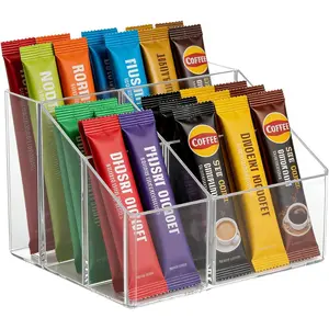 Water drink Packet Holder, Drink Packet Organizer, Water Flavor Packet Storage Container, Acrylic Water Flavor Storage Basket with Dividers for Storage Bins for Refrigerator Organizer Bins Cabinets