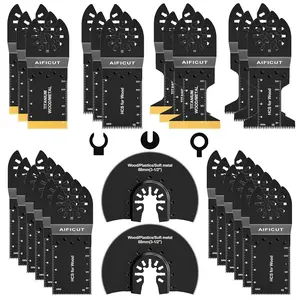 26pcs Oscillating Saw Blades Titanium Multitool Blades for Wood Plastics Metal oscillating Tool Blades Kits Fit Rockwell Ryobi Chicago Dewalt