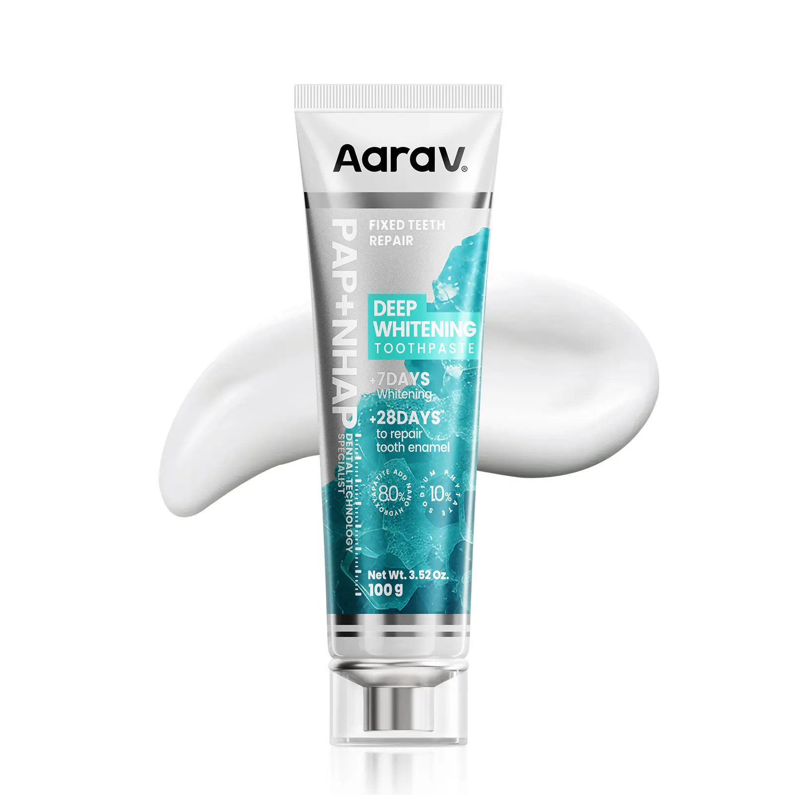 Aarav PAP Deep whitening Toothpaste8%Hydroxyapatiteadded Fluoride Free, PlasticFree, Eco & Travel Friendly -Remineralize withNHA Oral