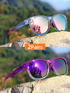 Unisex Vintage Trendy Polarized Sunglasses, Lightweight Colorful Glitter Frame Sunglasses, Fashionable Sunglasses for Outdoor Sports, Trendy Beach Eyewear