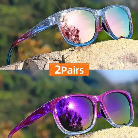 Unisex Vintage Lightweight Colorful Square Frame Eyewear, Fashionable Accessories for Outdoor Activities, Trendy Beach Eyewear