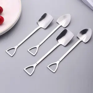 Stainless Steel Dessert Spoons, 4 Pcs Mini Pointed Coffee and Ice Cream Spoons for Cake, Yogurt, Sugar, Tea
