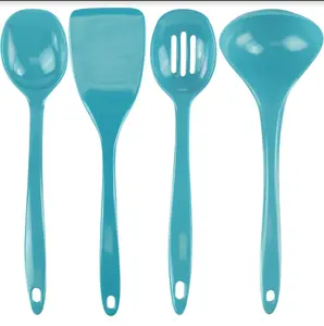 212 MAIN 4-Piece Kitchen Utensils Set - Turquoise Slotted Spoon, Turquoise Spatulas for Kitchen, Ideal for Camping, Hiking