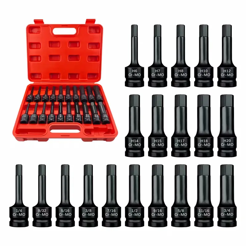 Universal Wrench & Socket Set (20-Piece), compatible with various tools to improve work efficiency; suitable for a wide range of hardware tasks; ideal for automotive repair, home maintenance, furniture assembly, and garage/workshop use