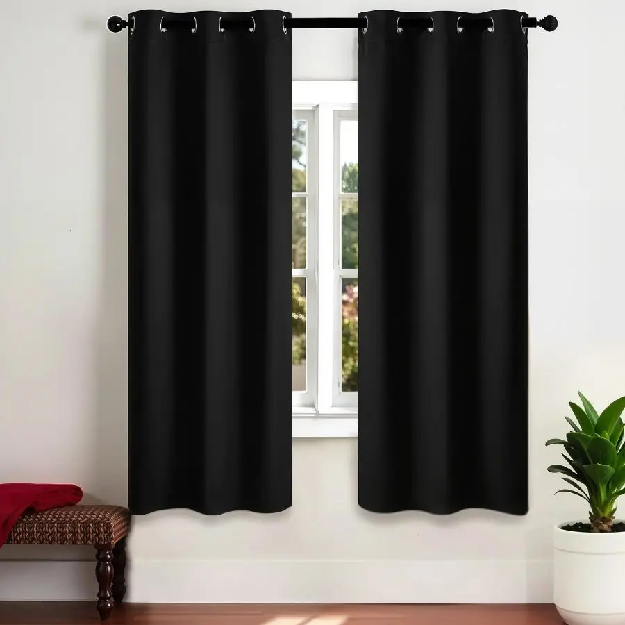 【DealsForYouDays】 Blackout Curtains Set, 2-Panel Grommet-Top Polyester Drapes, 42 in Wide Each, 63 in Length, Thermal Insulated Light-Blocking for Bedroom, Living Room Window Decordealsforyoudays
