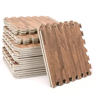 Wood Grain Interlocking Floor Mat Tiles – 30cm x 30cm (11.8" x 11.8'')x 0.39'' – Waterproof, Anti-Slip, Indoor/Outdoor Use – Ideal for Exercise, Playroom, Home Decor 24pcs