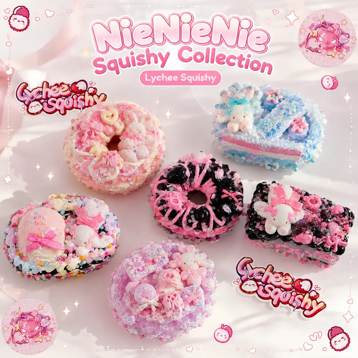 NieNieNie Lychee Squishy | Tabasquishy Kawaii Sensory Fidget Squeeze Toy for Stress Relief