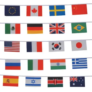 In the Breeze International String of Flags 20 Flags 6"x9" Weather Resistant Polyester Banners for Classroom Office Party