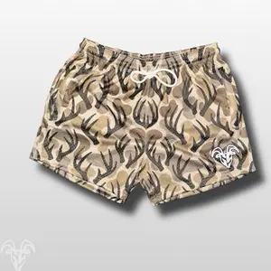 Goat Strength Antler Camo / Duck Camouflage Athletic Mesh Shorts – 5” Inseam with Zipper Pockets - Athletic Gym Shorts