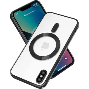 Magnetic Case for iPhone X XS XR Xs Max Case,Electroplated Edge Clear Back Slim Protective Phone Case with Camera Protection,Compatible with MagSafe,