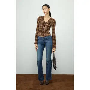 Beverly and Beck Women's Sara Plaid Button Up Long Sleeve Top